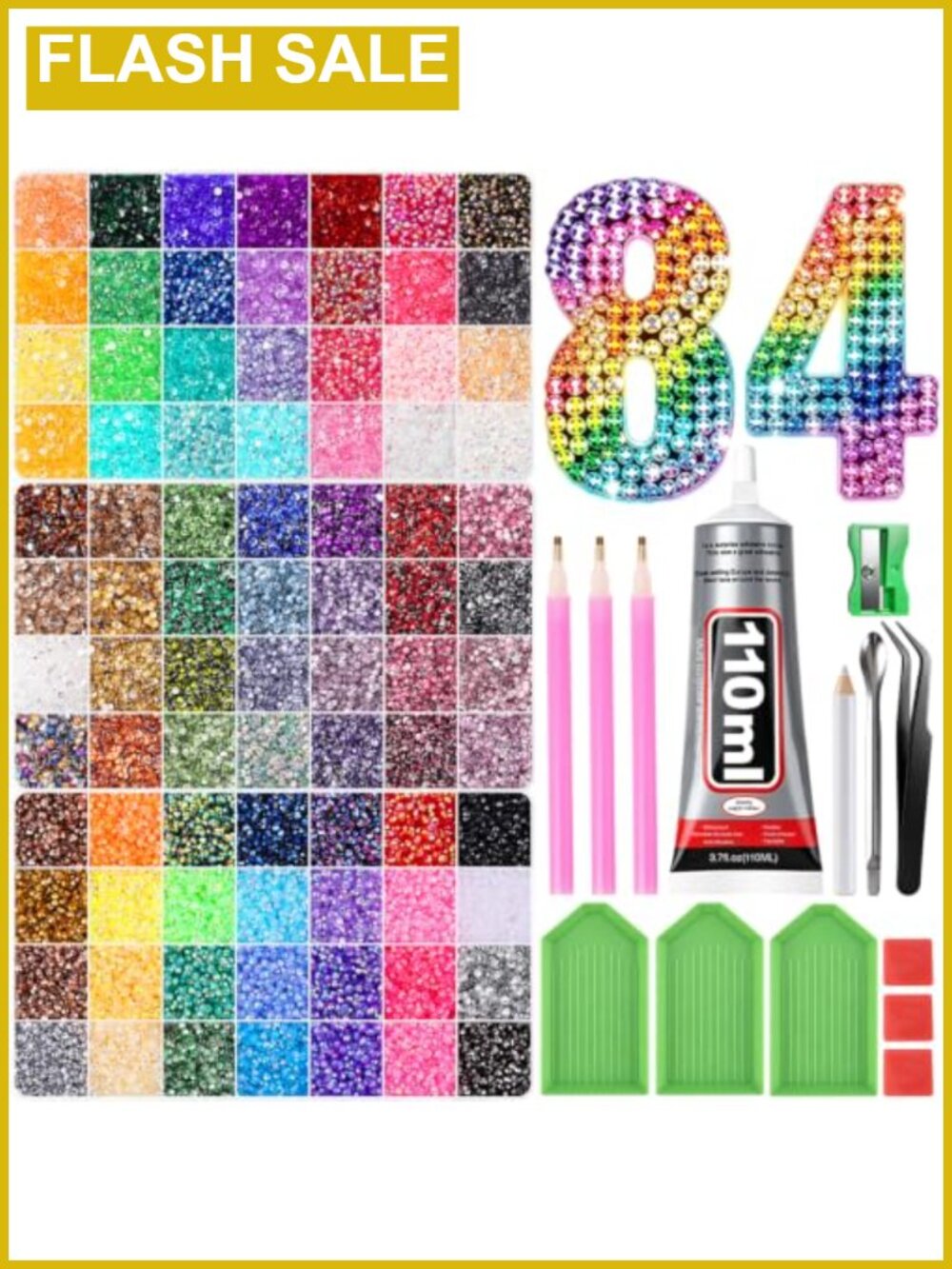 Bedazzling Kit 85000 Pcs 84 Colors Resin Rhinestones 3mm